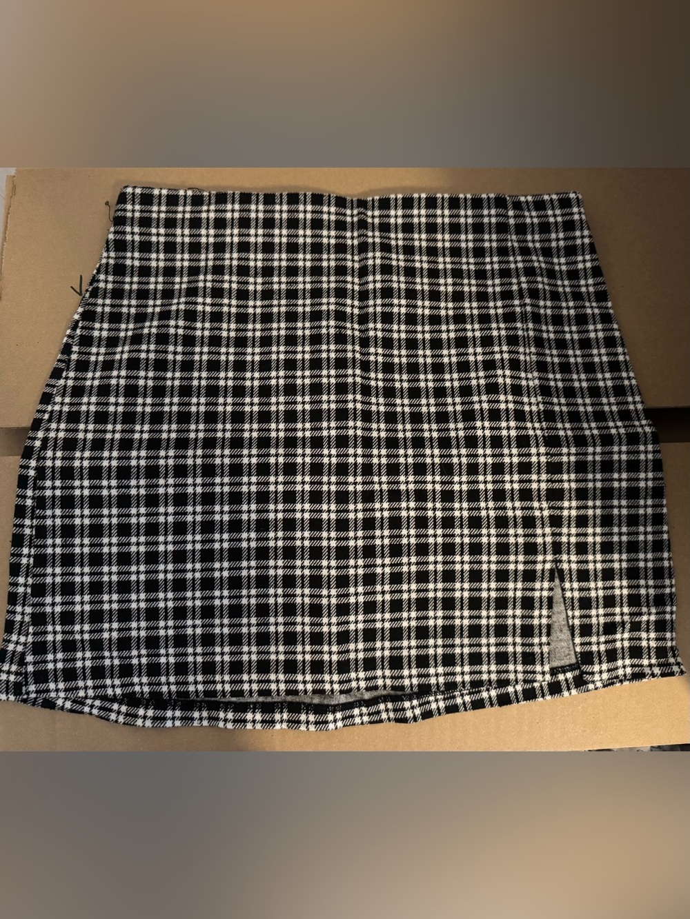 H&M Black and White Plaid Mini Skirt